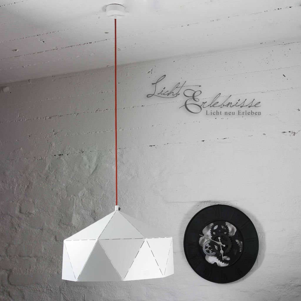Pendelleuchte Modern DIAMOND Weiß Metall E27 Ø44cm runde Hängelampe Esszimmer Esstisch