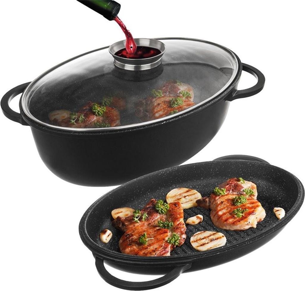 Brytfanna granitowa z pokrywką 3w1 GRANDE 10 l, 43x28 cm Zdjęcie produktu 