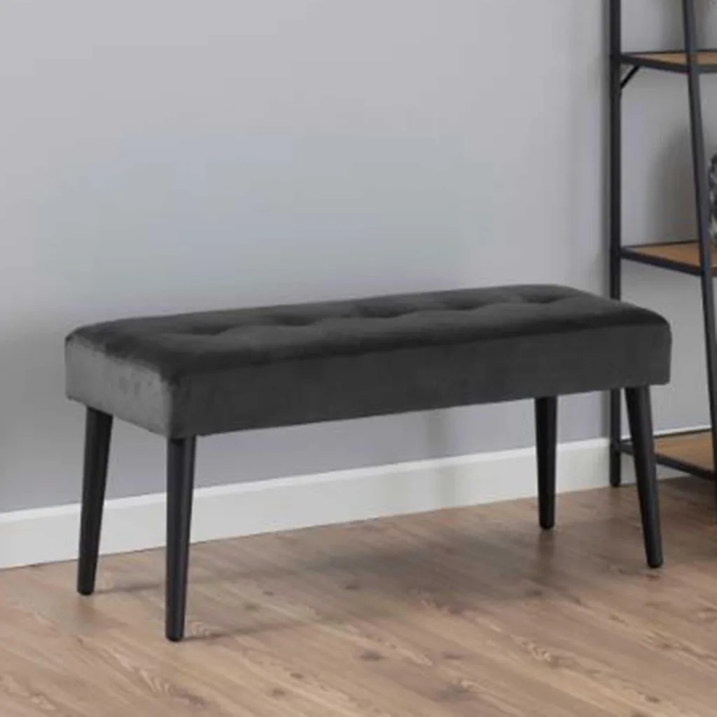 Banc gris en velours Glory : assise d'appoint stable et peu encombrante - 8