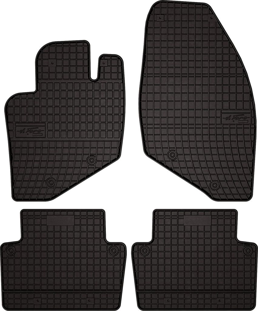 Gummifußmatten passend für Volvo V70 II (Combo, Bj. 2000-2007) – schwarz, passgenau, mit Befestigungen set 4 Stk. - Gummi-Automatten