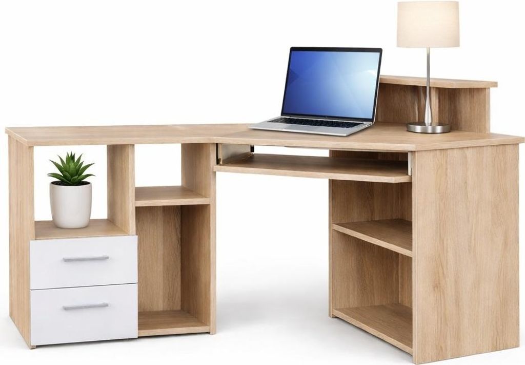 Eckschreibtisch Sonoma Eiche Nachbildung Bürotisch 137x44(73)x72(85) #1887