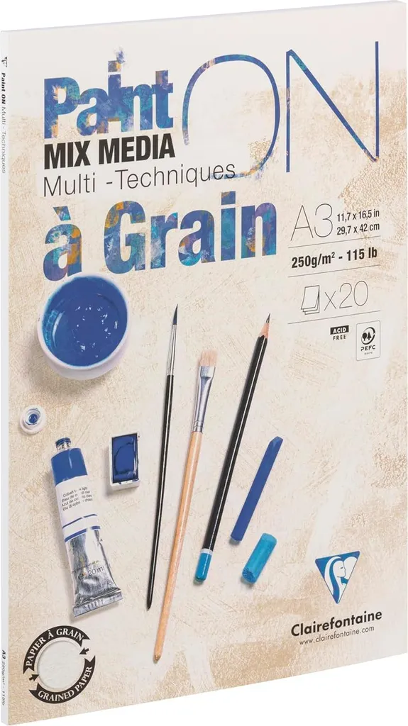 Album Disegno Clairefontaine A3 Paint'ON Grain: Carta Mix Media 20fg