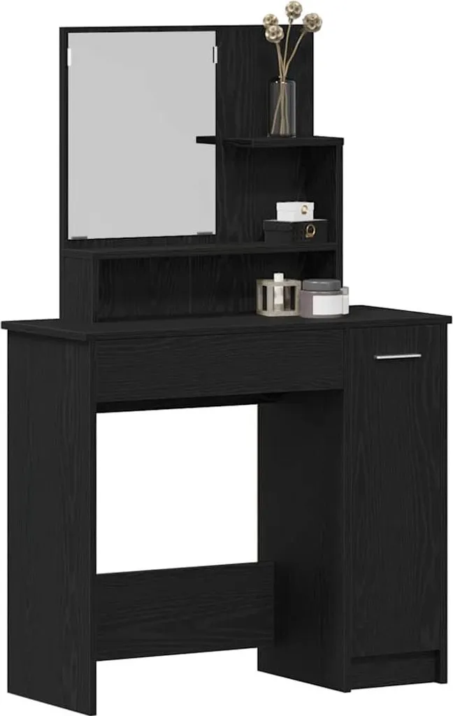 Toeletta Minimal SYFAX™ 86,5x35x136 cm | Mobile Trucco Rovere Nero