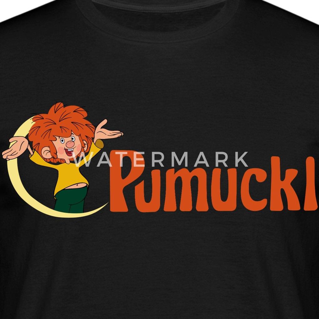 Spreadshirt Pumuckl Mit Frecher Pose Und Logo Schriftzug Männer T-Shirt, S, Schwarz
