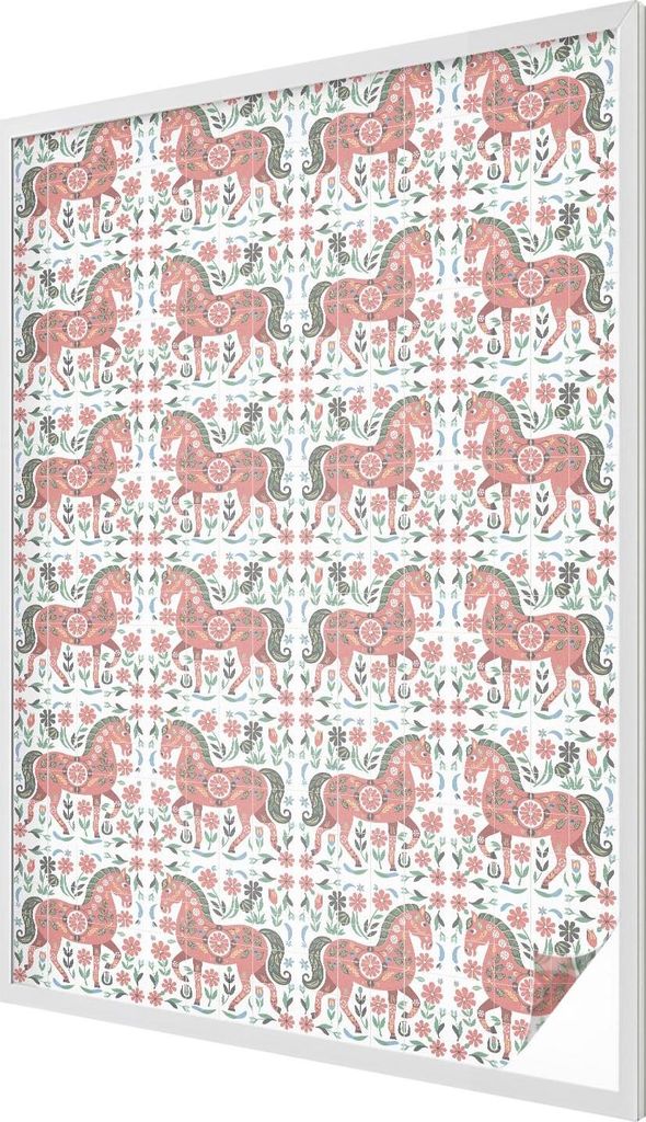 Buntglas Fensterfolie – 146x100 cm – Stained-Glass Design – blickdichte dekorative Sichtschutzfolie – selbstklebend, UV-Schutz – Bunte Pf...