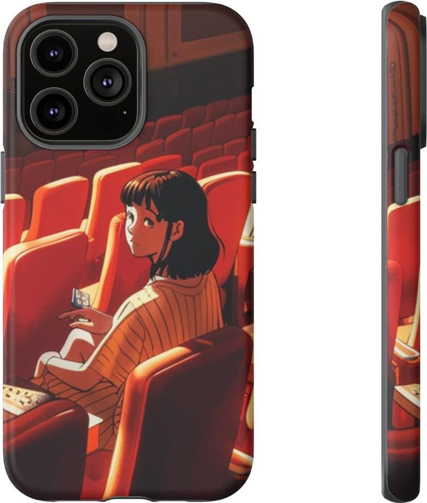 Mädchen allein im roten Theatersaal – Hülle Kompatibel mit iPhone 14 Pro Max