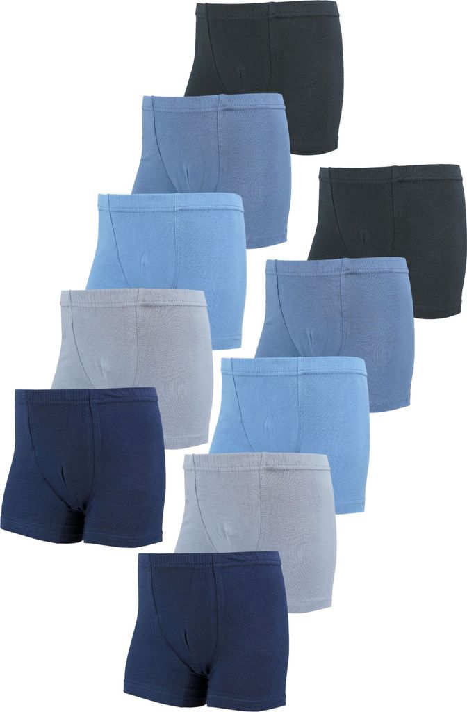 TupTam Jungen Boxershorts Unterhose Kinder Boxer Unterwäsche 10er Pack, Farbe: Dunkelblau Anthrazit Indigo Blau Grau, Größe: 104-110
