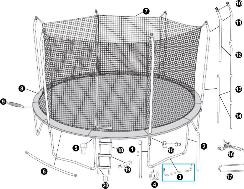 Bestway Ersatzteil Beinsockel für Bestway Xtreme Air Trampolin, Ø 427 x 286 cm