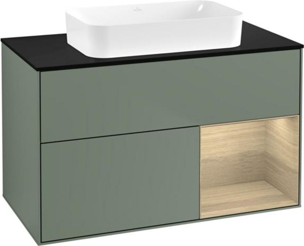 V&B Waschtischunterschrank Wandbeleuchtung Finion 100x60,3 cm, Reg re Oa ven, Oli. m Lac