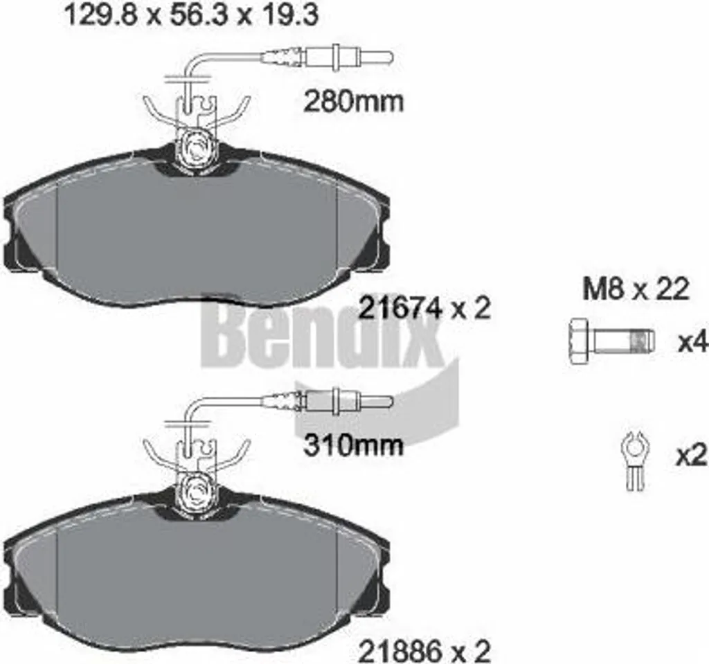 Jeu de plaquettes BENDIX BPD1235 (1617254180) - Stop sifflement, frein sûr