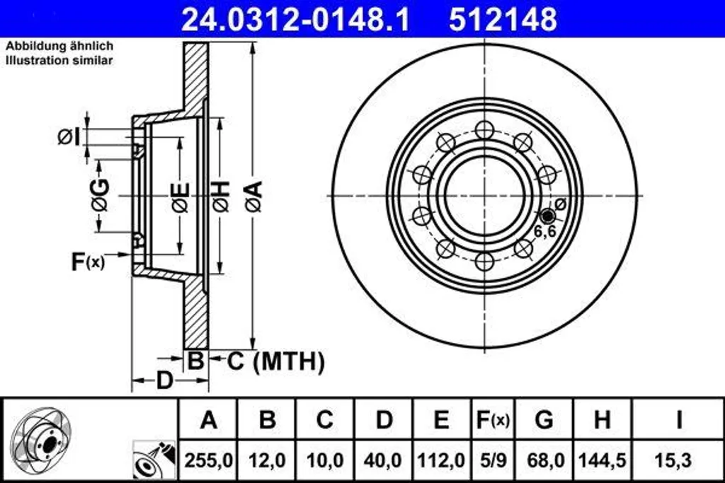 Disque de frein 8E0615601Q ATE silencieux - Plus de vibrations A4/Exeo