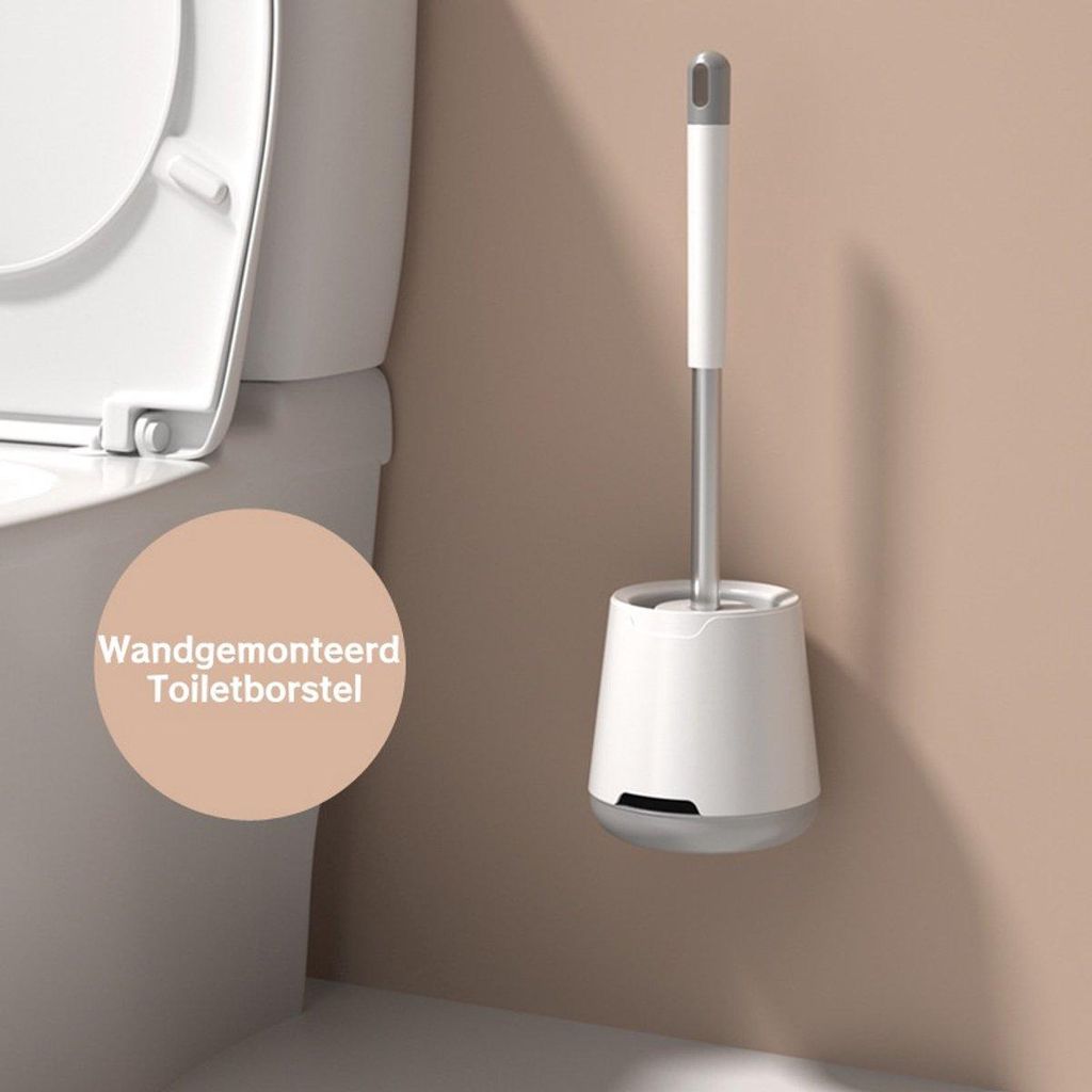 Minicee Silikon Toilettenbürste mit Halter, WC Bürste antibakteriell, schnell trocknend, wandmontiert, Badezimmer Zubehör, Weiß