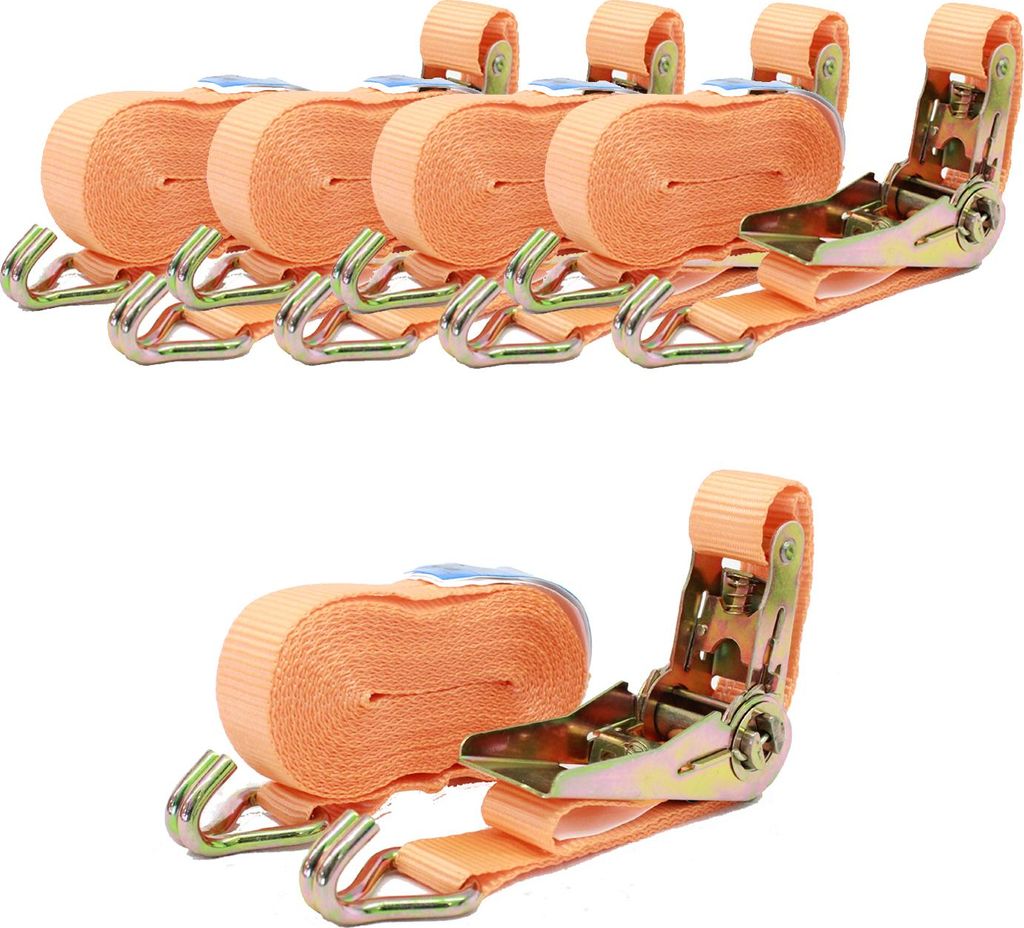 5x Profi Ratschen Spanngurt Spanngurte Zurrgurt 2-tlg 6m Produktbild 