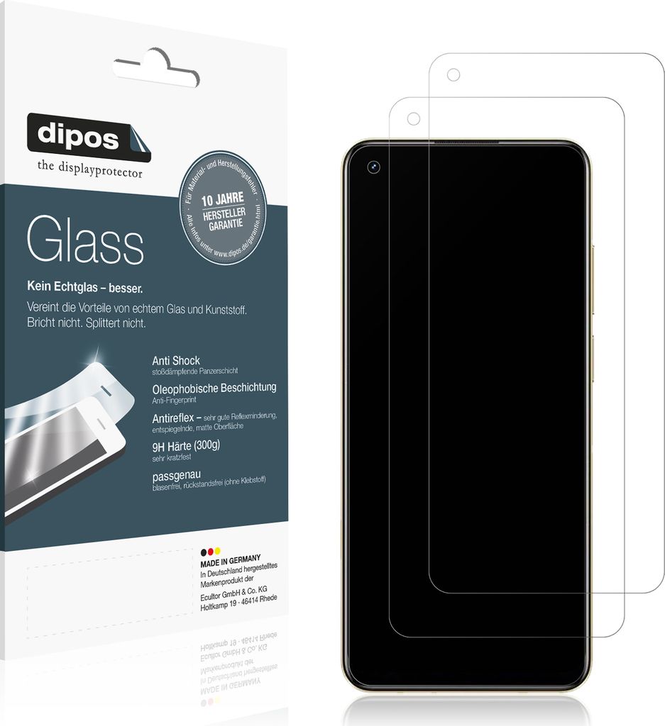 2x Schutzfolie für Realme 11 4g matt - Anti-Shock 9H Folie dipos Glass Kunststoffglas