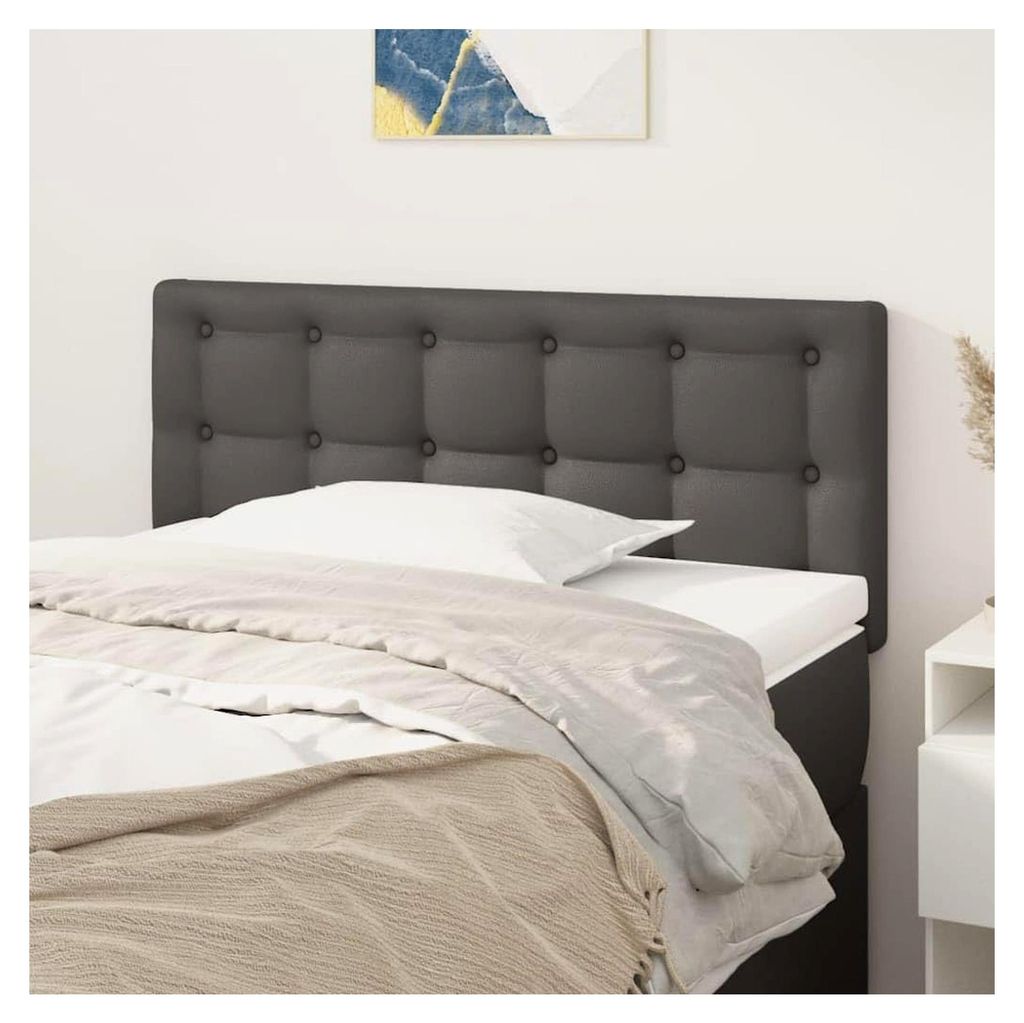 Kopfteil mit Holzbeinen, höhenverstellbares Polsterkopfteil für Bett, Bettzubehör Schlafzimmer, Grau 100x5x78/88cm Kunstleder