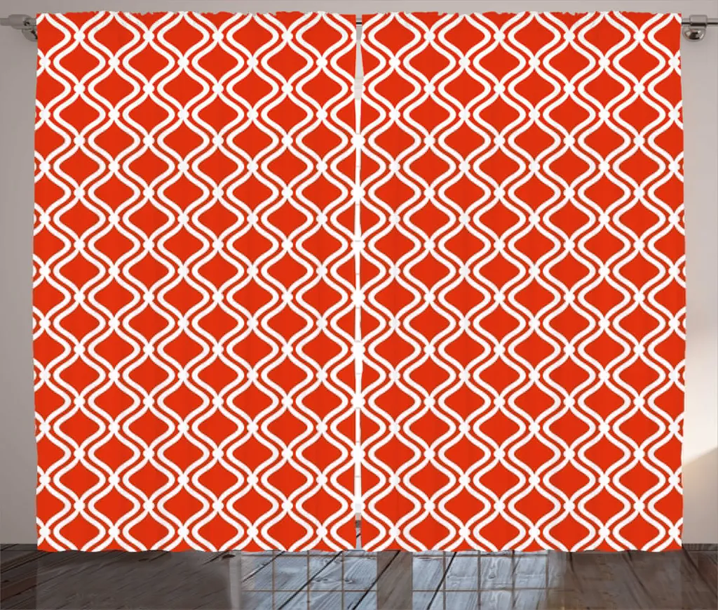 Rideau Lattice rustique en tissu thermique abstrait Vermillon 280x225