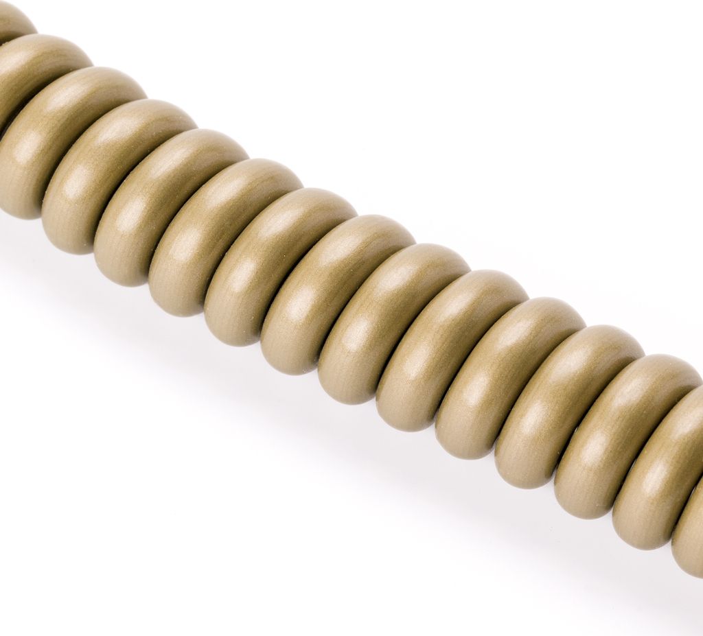 Spiralkabel 3 adrig PVC Kabel für Lampen Leuchte, Spiralleitung, Spiral-Verlängerung, Elektrokabel, Leuchtenkabel, Lampenkabel, 45-160cm, Gold