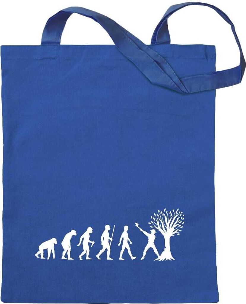 Kiwistar - Baumwolltasche - royalblau - Evolution Holzfäller Axt extrem - Tragetasche Stoffbeutel Umhängetasche Langer Henkel
