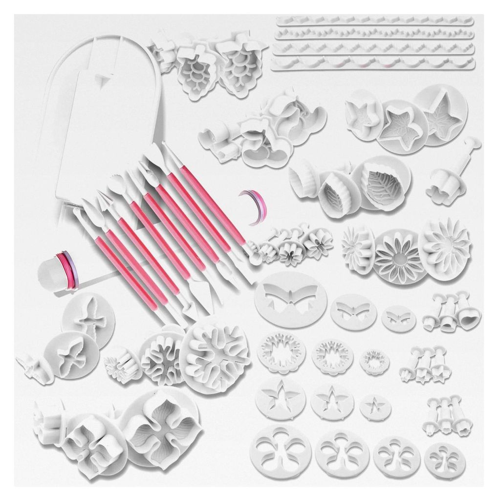 68-teiliges Fondant Ausstecher Set - Ausstechformen für das Backen - Modellierwerkzeug für Tortendekoration - Backzubehör und Fondantwerkzeug - ...