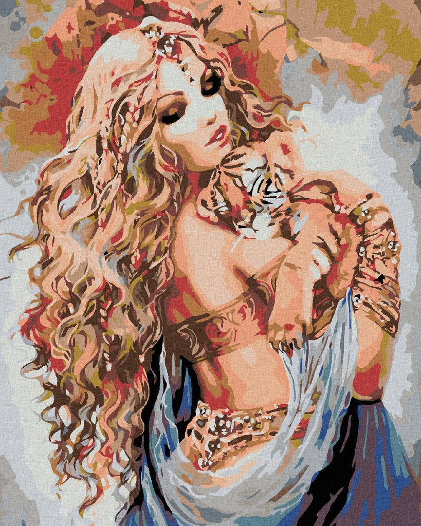 Zuty - Malen nach Zahlen - SCHÖNE FRAU UND JUNGES VOM TIGER, 40x50 cm, ohne Keilrahmen