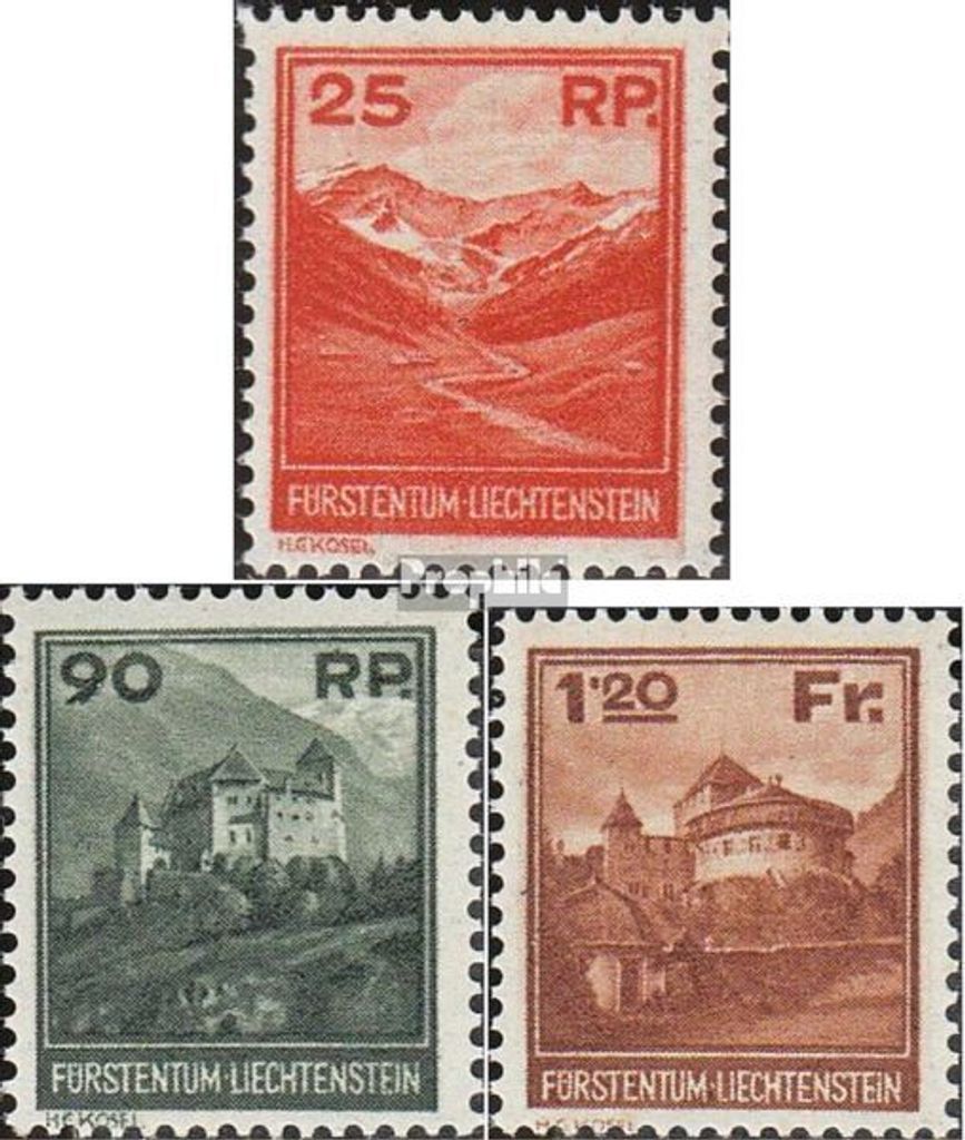 Briefmarken Liechtenstein 1933 Mi 119-121 (kompl.Ausg.) Produktbild 