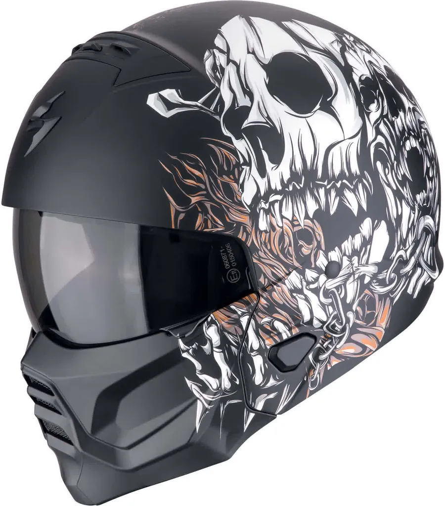 Casque Urbain Scorpion Exo-Combat II Genesis Noir Mat Blanc Or M