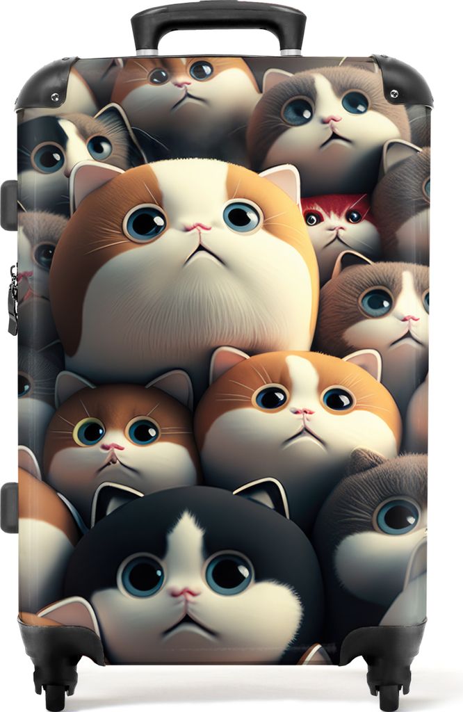 NoBoringSuitcases.com Großer Koffer - Katze - Haustiere - Katze - Braun - Grau - Kinder - Kombinationsschloss TSA - Hartschalen Trolley 4 Rollen...