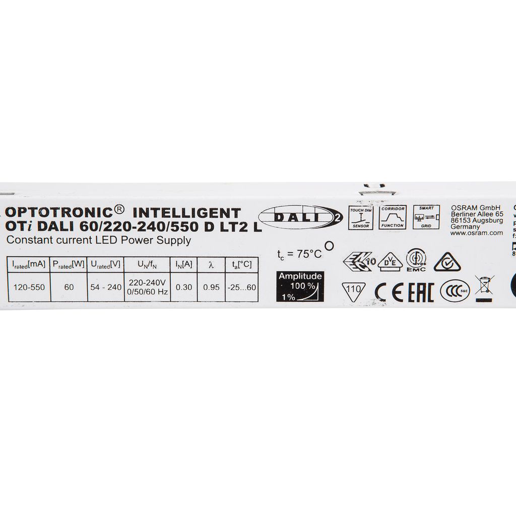 OSRAM OPTOTRONIC Intelligent Netzteil/Treiber DALI (nicht isoliert) 60/220-240/550 LT2L dimmbar Europe 4052899494206