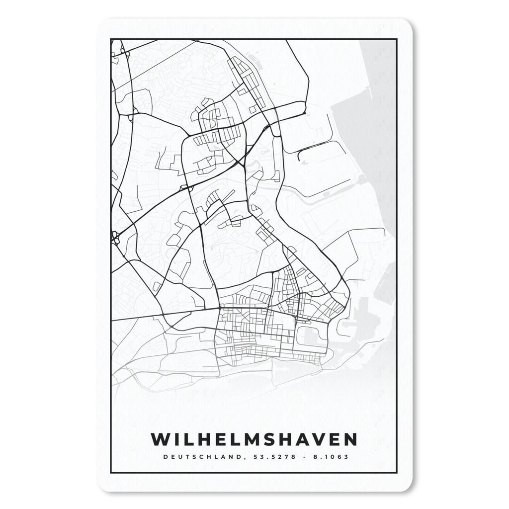 MuchoWow Mauspad Mousepad Wilhemshaven - Karte - Stadtplan 40x60 cm - Mousepads - Maus Mat - Pad - Mausunterlage - Schreibtisch Accesoire