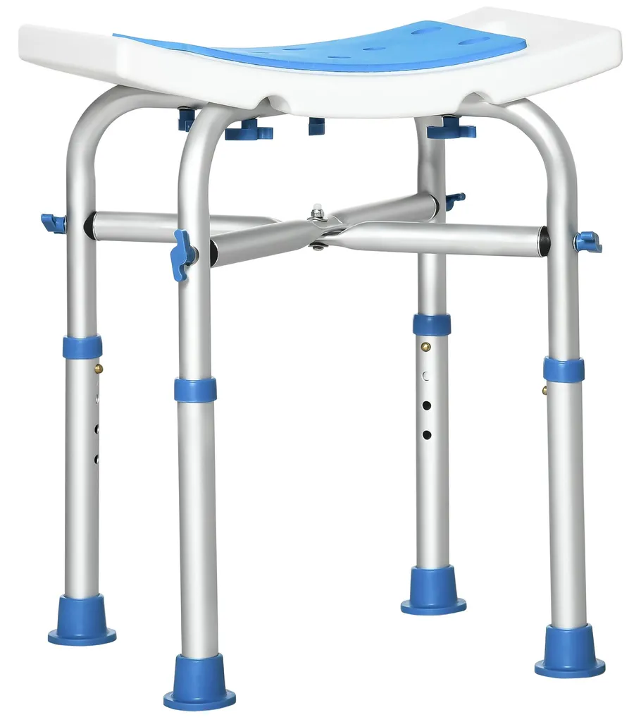 Tabouret de douche assise rembourrée réglable en aluminium bleu T50