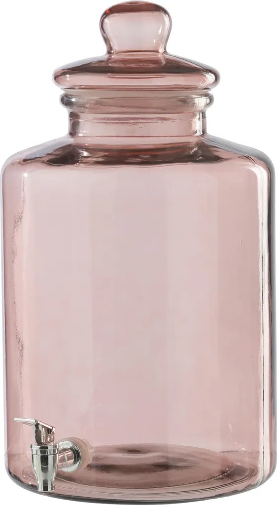 Grand distributeur de boissons rose saumon J-Line en verre décoratif