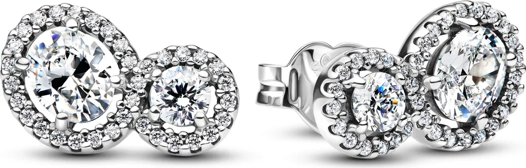 Boucles d'oreilles créoles souples Pandora en argent et oxydes brillants