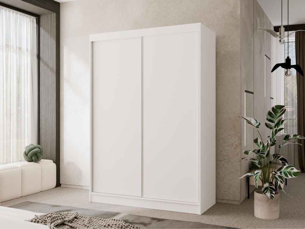 Klassischer Schwebetürenschrank Classic 150 cm, glatter Kleiderschrank mit Schiebetüren, 2-türiger Kleiderschrank mit Kleiderstangen, Breite: 15...