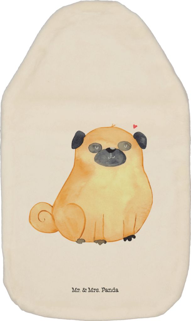 Mr. & Mrs. Panda Wärmflasche Mops - Weiß - Geschenk, Liebe, Hund, Knuffig, Wärmflaschen, Bettflasche, Flauschige, Wärmekissen, mit Bezug, Hunde...