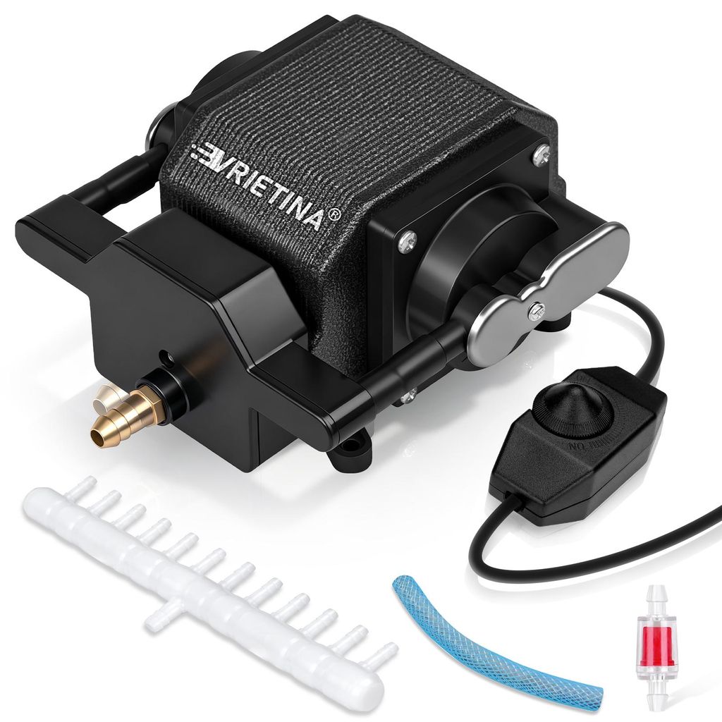 40W 4800L/H Aquarium Luftpumpe 45kPa mit Dual-Kanal-Kupfermotor, Aluminiumgehäuse, Leistungsstark Teichbelüfter, Durchflussrate 80L/Min, 12 Ausg...