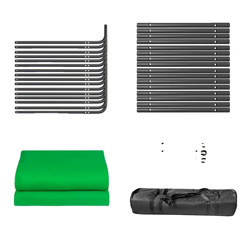 Fond Vert 2,4x4m pour Streamer et Youtubeur, Pack Montage Rapide Kit