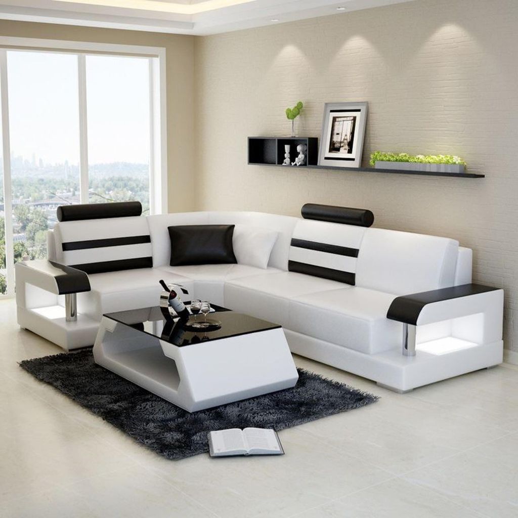 Ecksofa Leder Sofa Couch Polster Eck Sitz Wohnlandschaft Garnitur L Form Möbel