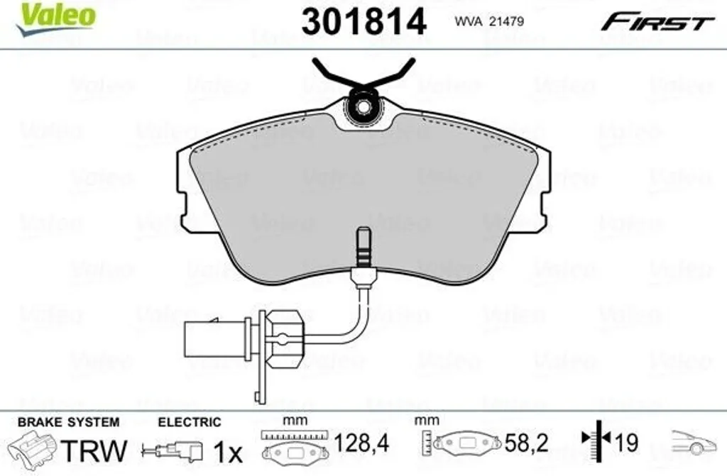 Plaquettes de frein T4 pour conduite en charge - Valeo 301814 Avant