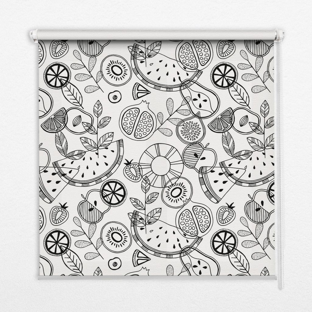 Seitenzug-Rollo Fensterrollo Jalousie - Thermo-Rollo Verdunkelungsrollo - 110x240 cm - Gezeichnete Früchte