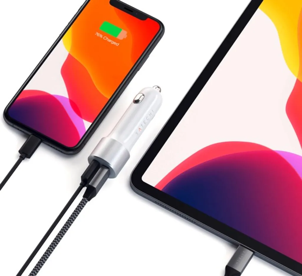 Satechi Chargeur Voiture 72W : Solution de Charge Rapide USB-C Argent