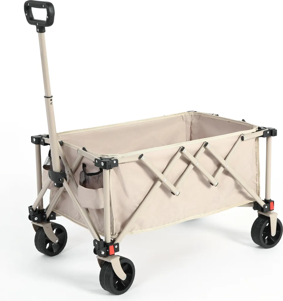 Sweiko Chariot Pliant Tout-Terrain Beige - Chariot Jardin Robuste 80kg