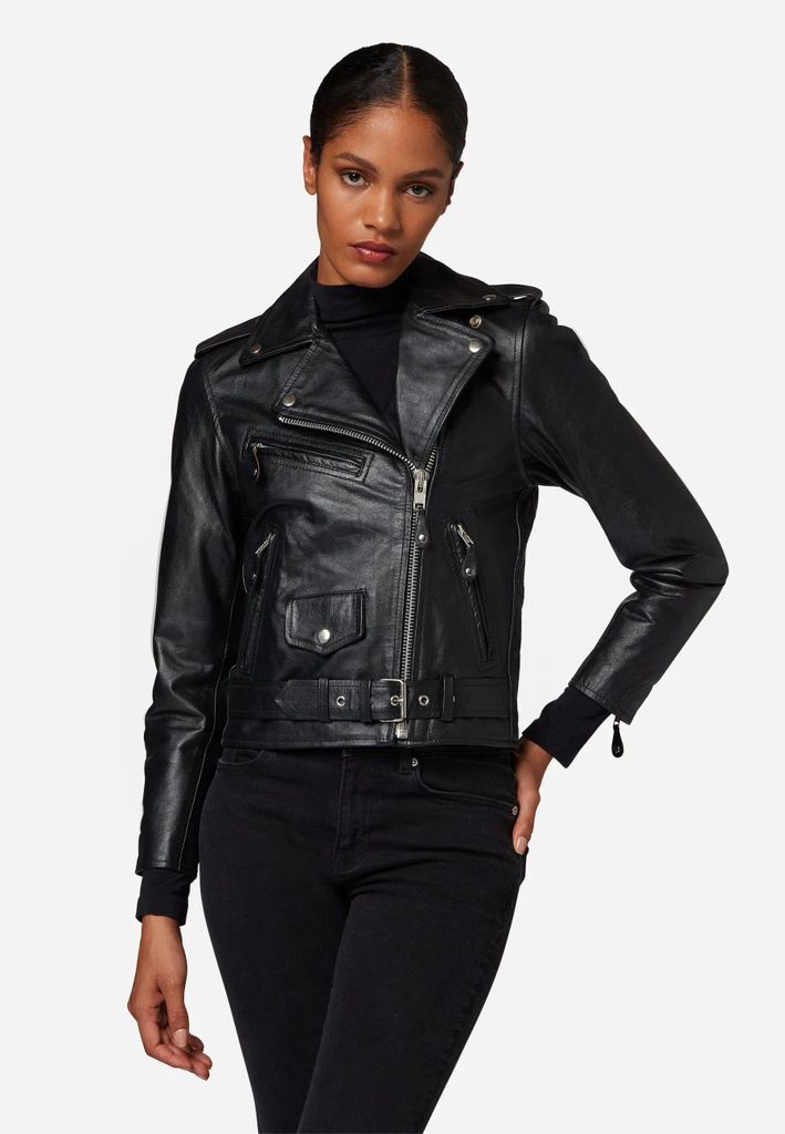 Damen Lederjacke Bikerjacke Ricano BRANDO GIRL – Schwarz / S