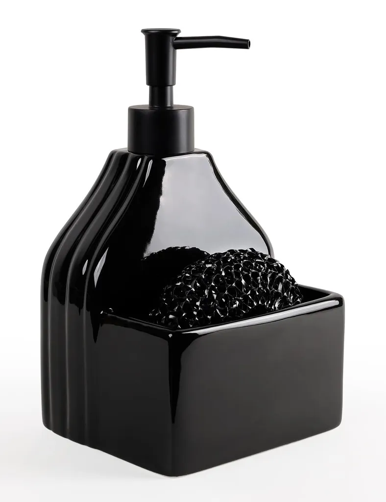 Distributeur de savon cuisine et salle de bain noir avec porte-accessoire