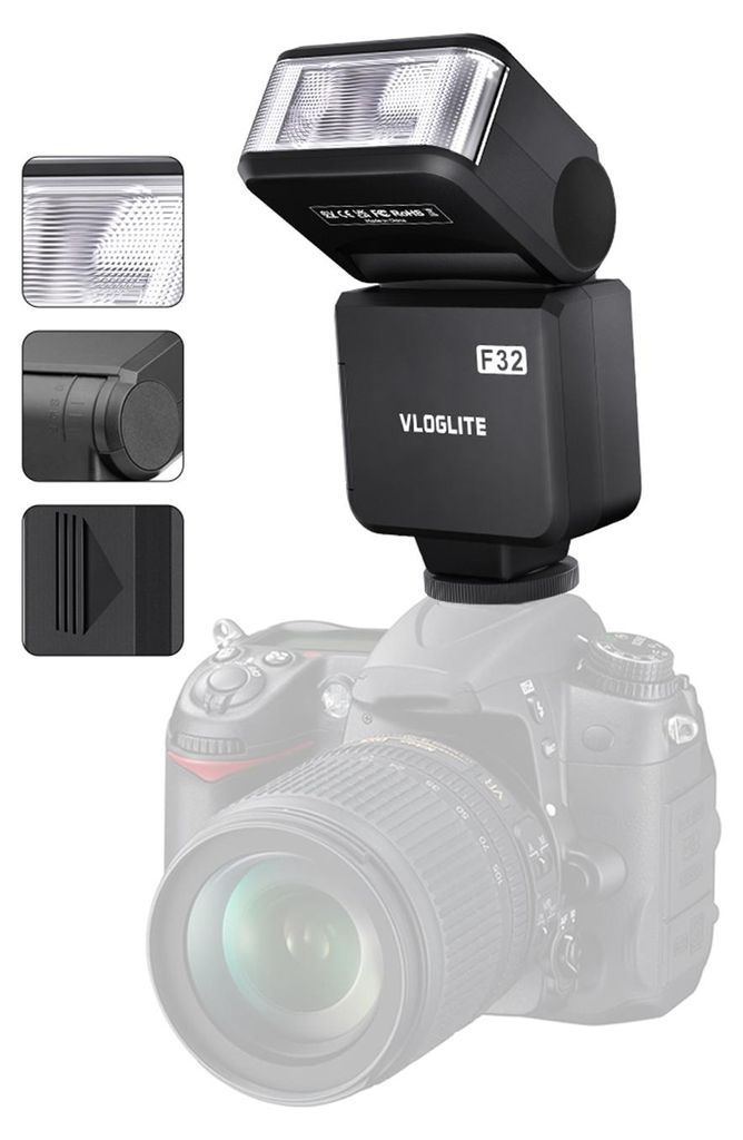 Kamera-Aufsteckblitz Portable 5600K±200 1-4s Ladezeit Blitzschuhblitz Passend für Fujifilm Nikon Kameras