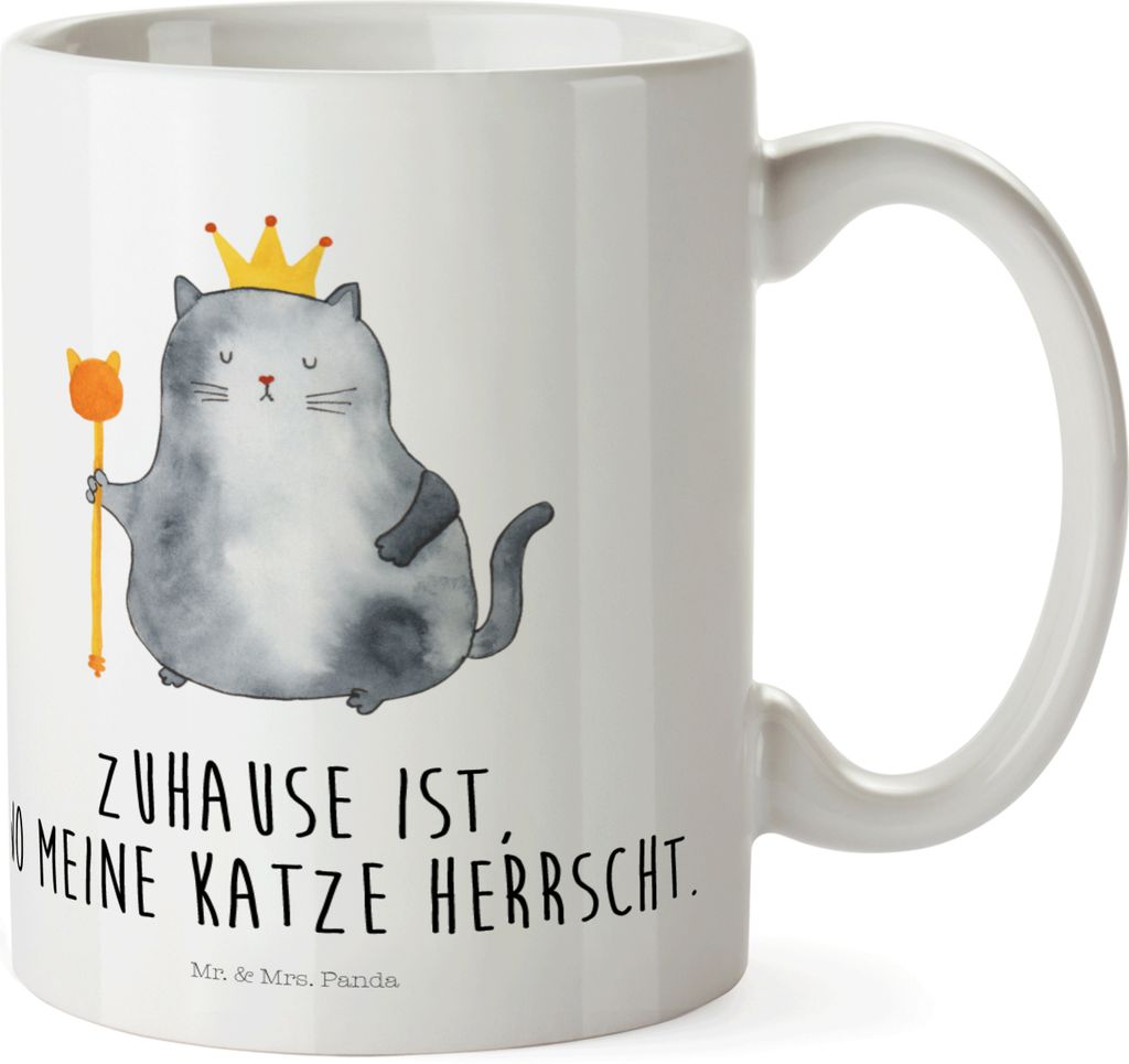 Mr. & Mrs. Panda Trinklernbecher Katze König - Weiß - Geschenk, Pott, Wohnung, Haferl, Haha, Katzen, Cats, Plastikbecher, Camping Tasse, Cat, Kin...