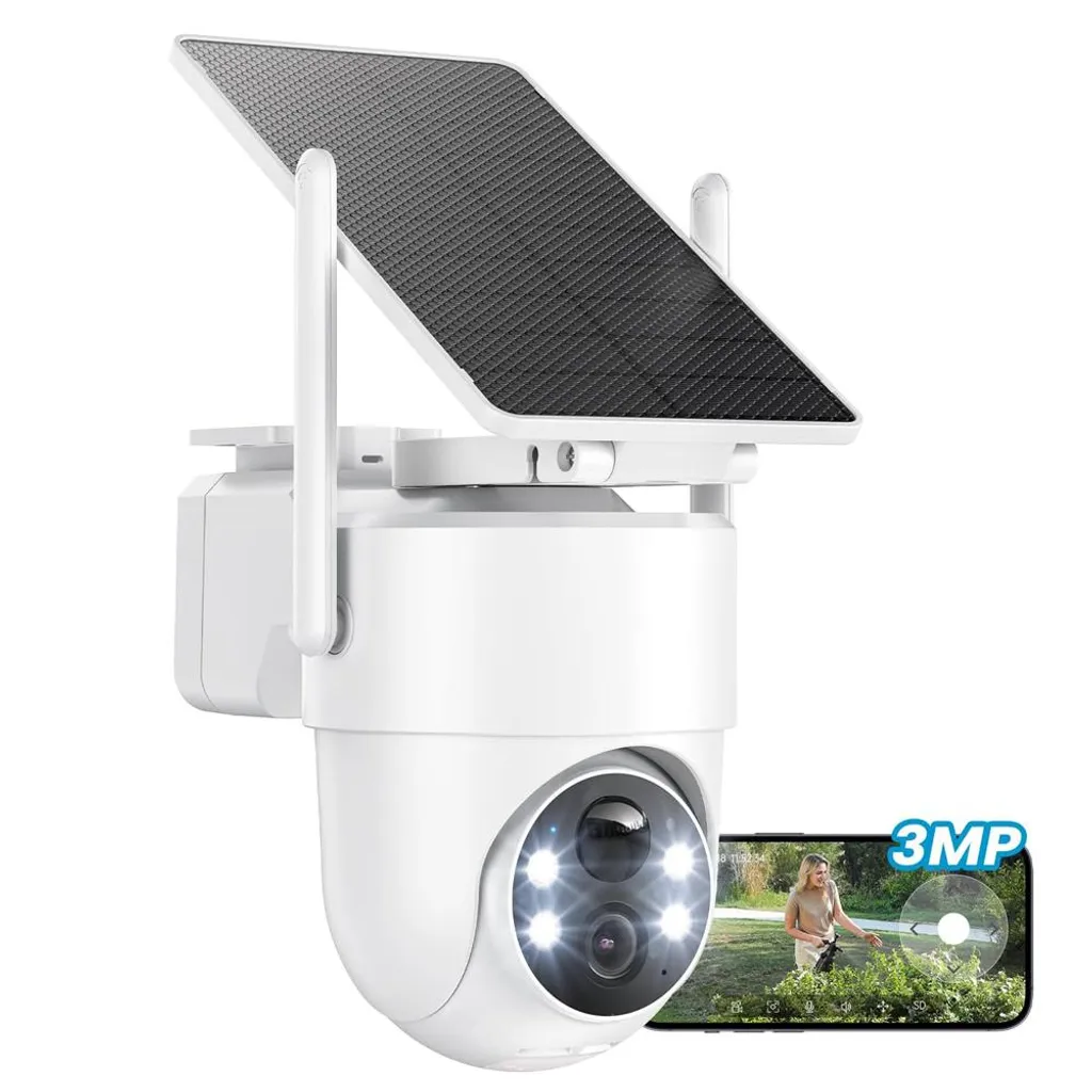 Caméra solaire 2K anti-intrusion 360° PTZ - Sécurisez votre jardin WLAN