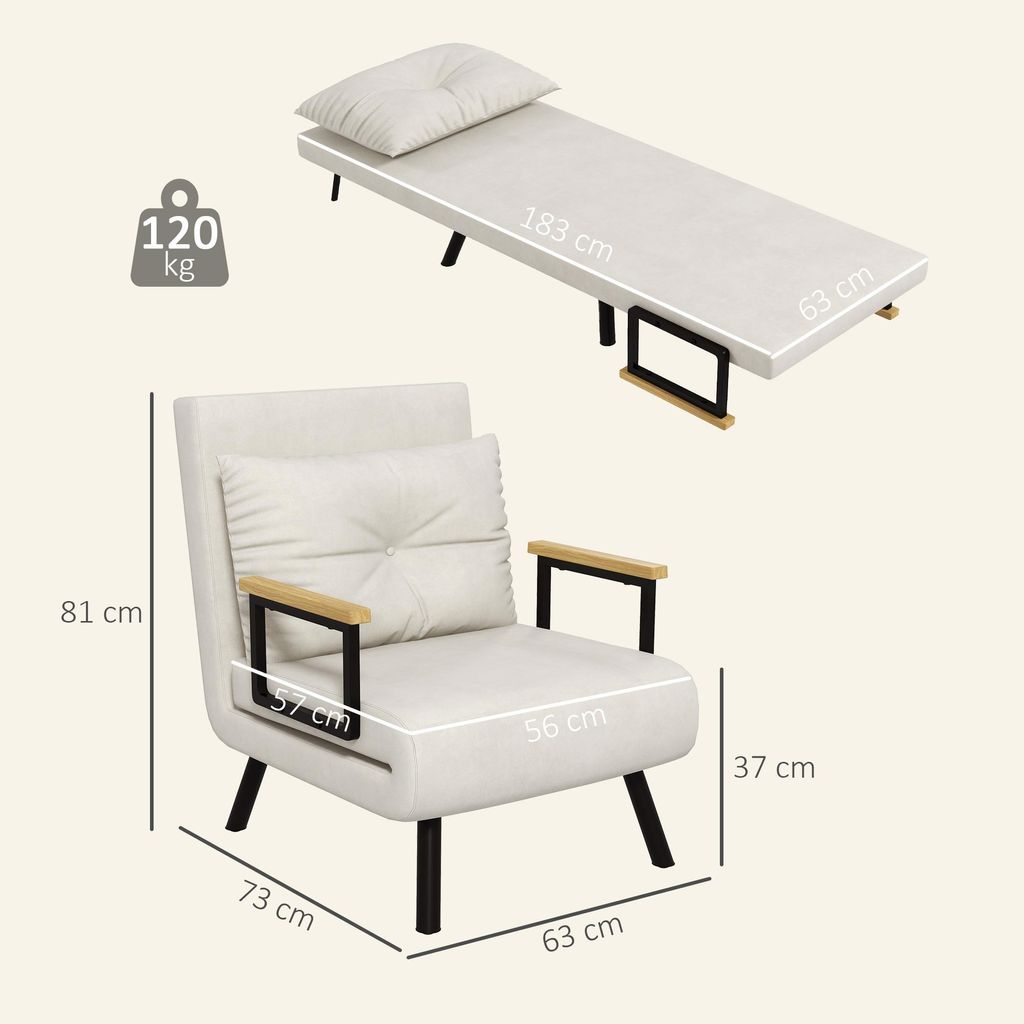 Sillón reclinable HOMCOM, sofá individual con función de Imagen del producto 