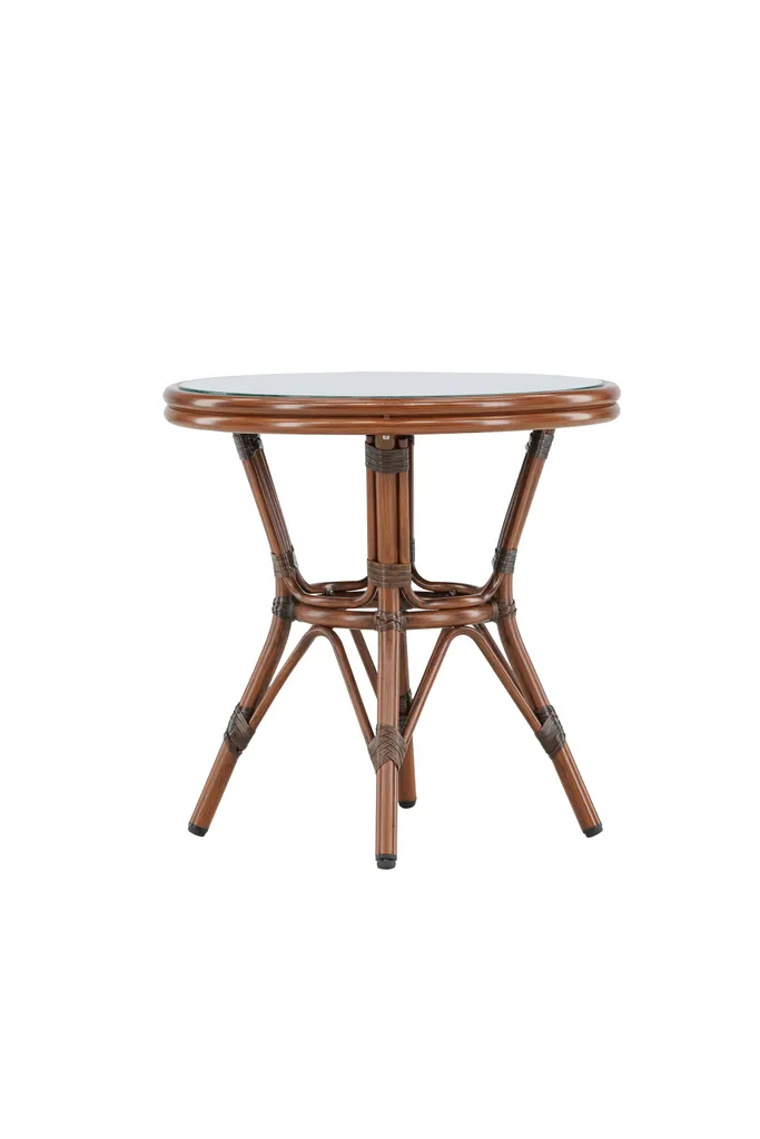 Petite table Sagrestable Ø60cm marron - Plateau effet bois résistant - 6