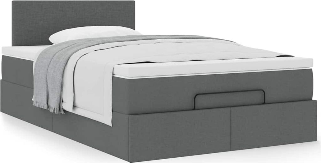 Maison Exclusive - Ottoman-Bett mit Matratze Dunkelgrau 120x190 cm Stoff