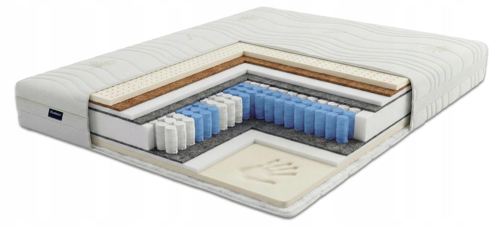 Matratze 140 x 200 cm H2/H3, 7-Zonen Taschenfederkern mit Kokos & Latex, Bezug, beidseitig – Murky